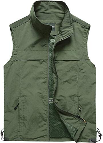 Gihuo Men's Lightweight Quick Dry Outdoor Multi Pockets Fishing Vest (Style3-Army Green01, X-Large)