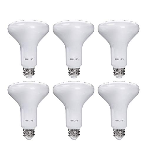 Philips LED Frosted Indoor BR30 Dimmable Warm Glow Effect, 650 Lumen, 2700-2200K, Soft White, 7.2W=65W, E26 Base, 6-Pack