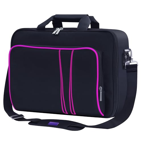 omarando Gaming Console Carrying Case,Compatible with PS5, PS5 Slim,PS4 or Xbox One,Xbox One S,Xbox One X.Travel Carrying Bag for Game Controller and Gaming Accessories (Pink-black)