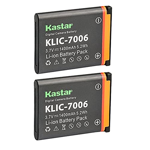Kastar Battery 2-Pack Replacement for Kodak KLIC-7006, EasyShare M22, M23, M200, M522, M530, M531, M532, M550, M552, M575, M577, M580, M583, M750, M873, M883, M5350, M5370, MD30, Mini, Touch Camera