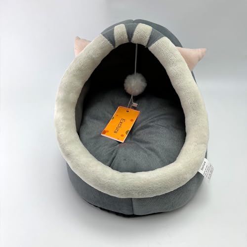 Exclura Cat beds, Cat Bed Cave with Washable Cushioned Pillow, Soft Plush Premium Cotton No Deformation Pet Bed