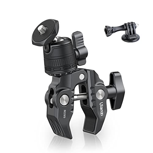 ULANZI R099 Super Clamp Camera Mount Clamp with 360° Ballhead, Bike/Bicycle/Motorcycle Handlebar Mount for Insta360/GoPro/AKASO/DJI Osmo Action Cameras, DSLR/Cameras/Lights Pole Tube Mount