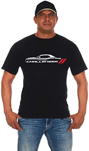 JH DESIGN GROUP Men's Dodge Challenger Car Short Sleeve Crew Neck Black T-Shirt (Small, Black)