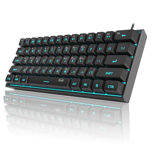 MageGee Mini 60% Gaming Keyboard, RGB Backlit 61 Key Ultra-Compact Keyboard, TS91 Ergonomic Waterproof Mechanical Feeling Office Computer Keyboard for PC, MAC, PS4, Xbox ONE Gamer(Black)