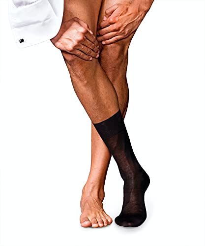 FALKE Men's No. 9 Dress Socks, Lightweight, Breathable, Skin-Friendly, Pure Fil d´Écosse Cotton, Designer Stockings, Black (Black 3000), 9.5-10.5, 1 Pair