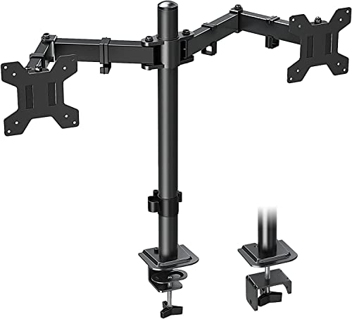 MOUNTUP Dual Monitor Desk Mount, Fully Adjustable Dual Monitor Arm for 2 LCD Screens, Max 32 Inch up to 19.8lbs, Dual Monitor Stand with C-Clamp and Grommet Base MU0002