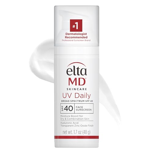 EltaMD UV Daily Face Sunscreen with Zinc Oxide, SPF 40 Facial Sunscreen, Helps Hydrate Skin and Decrease Wrinkles, Lightweight Face Moisturizer Sunscreen, Absorbs Into Skin Quickly, 1.7 oz Pump