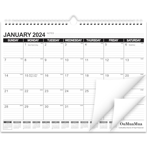 Wall Calendar 2024-2025: Monthly Calendar from January 2024 to June 2025, 14.5 x 11 Inches Calendar with Twin-Wire Binding, Thick Paper and Ruled Blocks for School Home Office