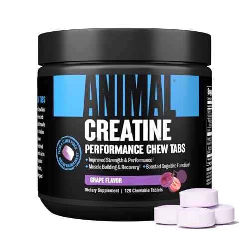 Animal Creatine Chews Tablets - Enhanced Creatine Monohydrate with AstraGin to Improve Absorption, Sea Salt for Added Pumps, Delicious and Convenient Chewable Tablets - Grape