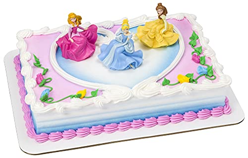 DecoSet Disney Princess Once Upon a Moment Cake Topper, 3-Pc Decorations Set with Aurora, Belle, and Cinderella Collectible Figure for Hours of Fun After the Party