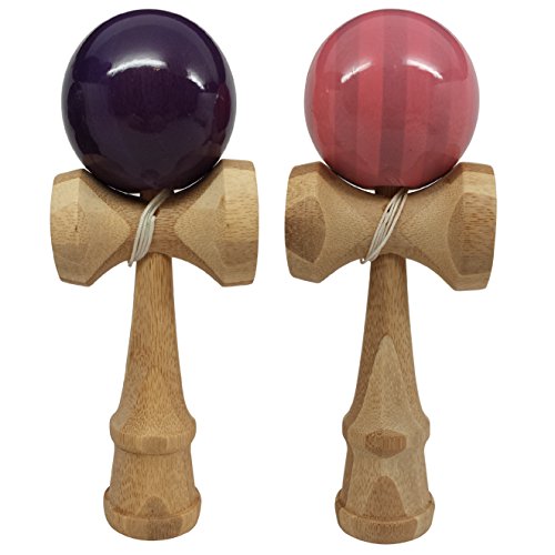 KENDAMA TOY CO. | 2 Pack | Competition Pro Kendama Full Size | Solid Wood Ball and Cup Coordination Toy | Pink and Purple Bundle