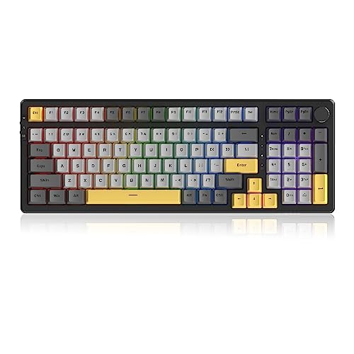 NACODEX AK992 99 Key Hot Swappable RGB Gasket Mount Keyboard | 4000mAh Bluetooth /2.4G /Wired PC Gaming Custom Keyboard with Volume Knob | OEM PBT Keycaps(Starry Night)