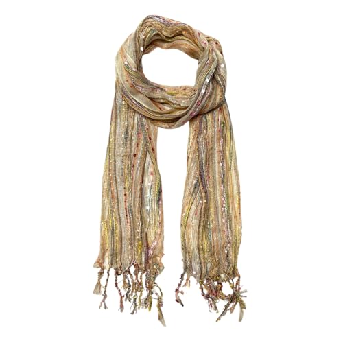 Humble Hilo Multi-Colored Scarf/Shawl for Women Lightweight Head or Neck Scarf (White/Multicolor)