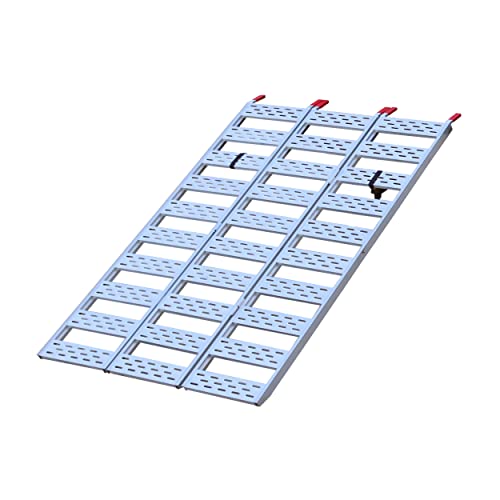 CargoSmart Aluminum Tri-Fold Ramp with Treads, 1 Pack — 1,500lb Capacity/500lb per Section, 50” W x 76” L — Easily and Safely Load or Unload Push Mowers, Garden Tillers, ATVs and More