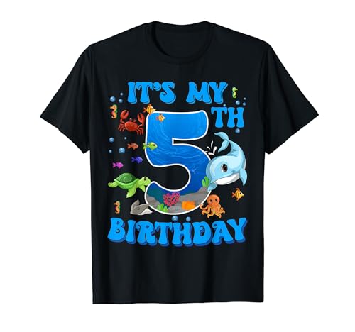 It's My 5th Birthday Party Ocean 5 Years Old Sea Fish B-Day T-Shirt