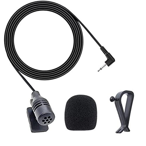 MICMXMO 2.5mm Microphone Assembly Mic for Car Vehicle Head Unit GPS DVD Audio Stereo Radio Receiver Portable External Microphone with 3m Cable Compatible with Pioneer, Plug and Play