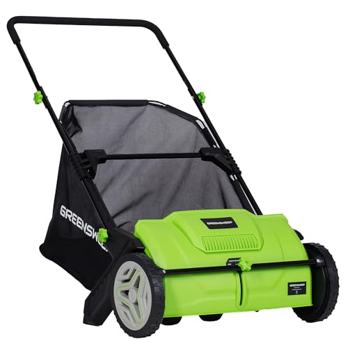 GreenSweep Pickup Pro Garden Sweeper - Leaf & Grass Push Lawn Sweeper
