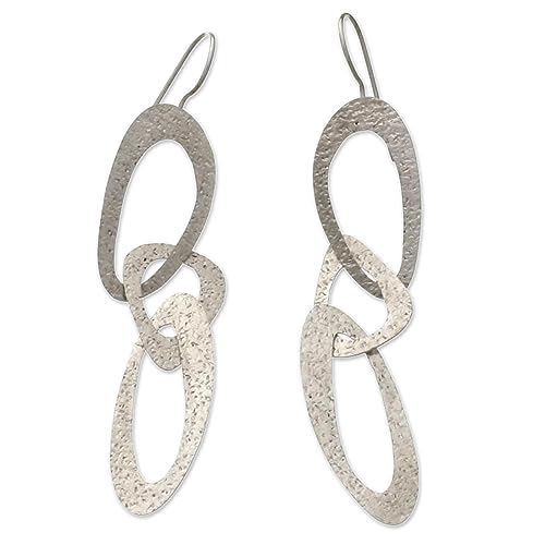 NOVICA Handmade .925 Sterling Silver Dangle Earrings Modern from Indonesia No Stone 'Futuristic'