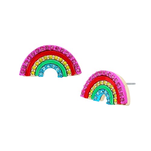 Betsey Johnson Womens Rainbow Stud Earrings
