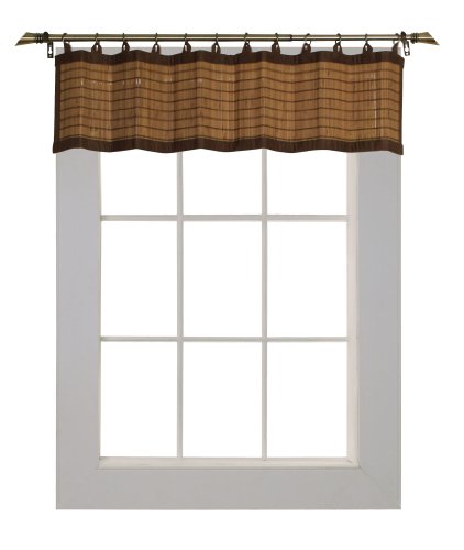 Bamboo Ring Top Curtain BRP074812-11 Valance, 48' L x 12' H, Colonial Brown