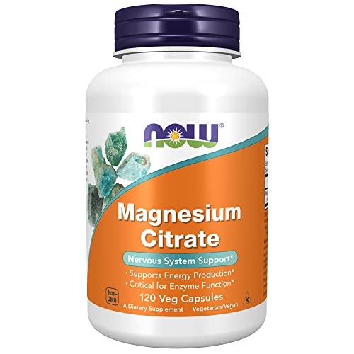 NOW Supplements, Magnesium Citrate, Enzyme Function*, Nervous System Support*, 120 Veg Capsules