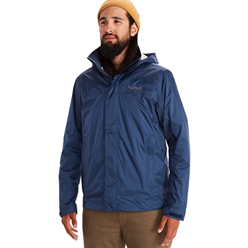 MARMOT Men's Precip Eco Jacket | Lightweight, Waterproof Jacket for Men, Ideal for Hiking, Jogging, and Camping, 100% Recycled Arctic Navy, Large
