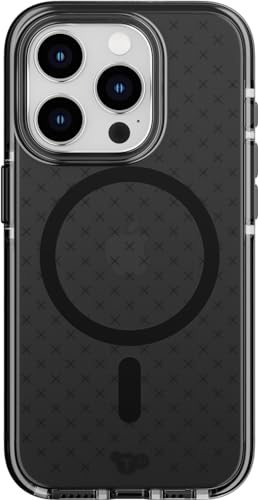 Tech21 Evo Check case for iPhone 15 Pro - Compatible with MagSafe - Impact Protection Case - Smokey/Black