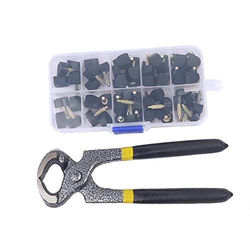 32 Pairs High Heel Tips Replacement Shoes Repair Caps, High Heel Repair Tool Kits for Women, Dowels Repair Tips Pin Kit with Stiletto Remove Pliers, 8 Different Size (8-12.5mm)