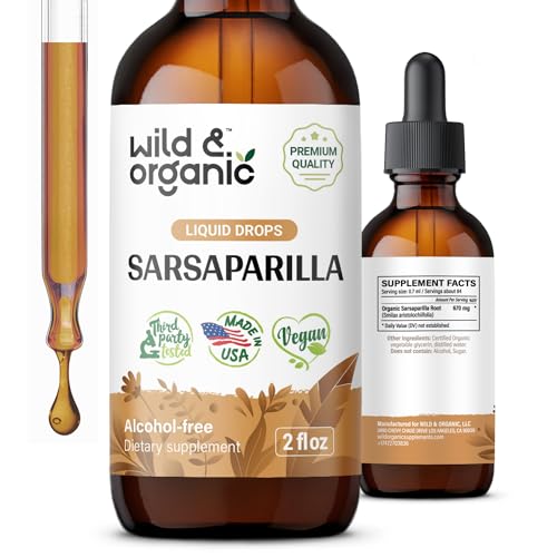 Sarsaparilla Root Tincture - Organic Sarsaparilla Root Liquid Drops - Smilax Medica Supplement - Vegan, Alcohol Free - 2 fl oz