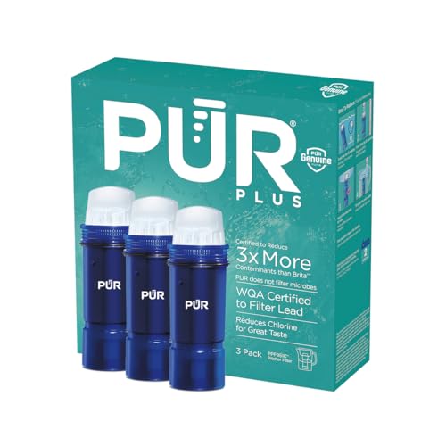 PUR PLUS Water Pitcher Replacement Filter with Lead Reduction (3 Pack), Blue â€“ Compatible with all PUR Pitcher and Dispenser Filtration Systems