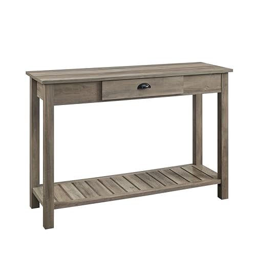 Walker Edison Rustic Wood Farmhouse Entryway Accent Table with Storage Drawer Entry Table Living Room End Table, 48 Inch, 32' H x 48' L x 16' W, Grey