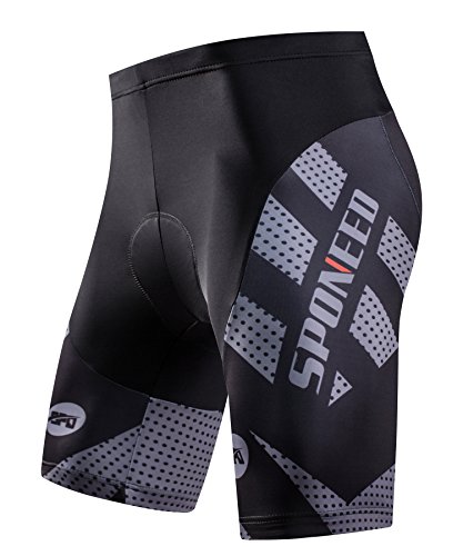 sponeed Men Bike Shorts with Padding Bicycle Wear Road Biking Pants Gel Pad Cushioned Clothing US X-Large Grey
