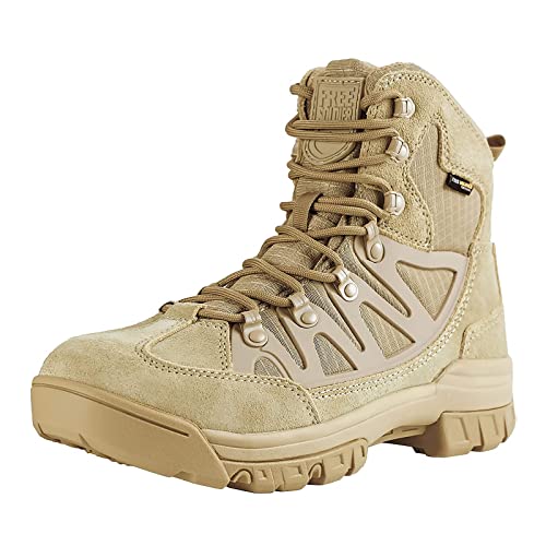 FREE SOLDIER Men's Waterproof Tactical Hiking Boots Military Work Boots Combat Boots(Tan 12)