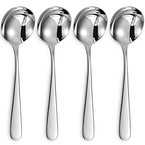 KEAWELL Premium 7' Louise Soup Spoons, 18/10 Stainless Steel, Dishwasher Safe (4)
