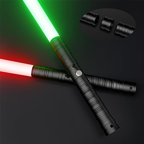 Oueyes Lightsabers Metal Hilt Dueling Light Sabers RGB 14 Color, FX Sound, Doubled Blade, Rechargeable Sword for Adult Kids Birthday Cosplay