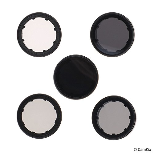 CamKix Cinematic Filter Pack Compatible with GoPro Hero 4 and 3+ Includes 4 Neutral Density Filters (ND2/ND4/ND8/ND16), a UV Filter and a Cleaning Cloth.