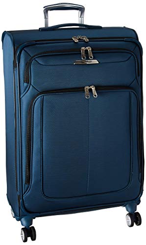 Samsonite Solyte DLX Softside Expandable Luggage with Spinner Wheels, Mediterranean Blue, Checked-Medium 25-Inch