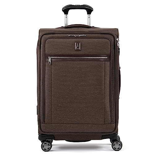 Travelpro Platinum Elite Softside Expandable Checked Luggage, 8 Wheel Spinner Suitcase, TSA Lock, Men and Women, Rich Espresso Brown, Checked Medium 25-Inch