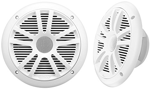 BOSS Audio Systems MR6W 6.5 inch Marine Boat Stereo Speakers - 180 Watts (per pair), Coaxial, 2 Way, Full Range, 4 Ohms, Weatherproof, Sold in Pairs