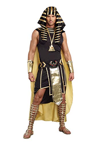 Dreamgirl Adult King Tut Costume, Mens Ancient Egyptian Pharaoh, Fashion King of Egypt Halloween Costume Medium