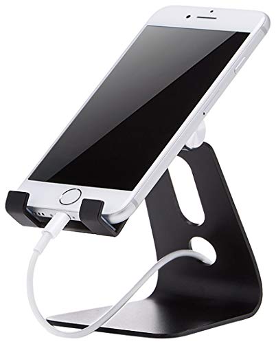 Amazon Basics Adjustable Aluminum Cell Phone Desk Stand for iPhone and Android, Black