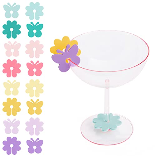 xo, Fetti Butterfly + Flower Drink Markers Set - 16 ct | Pastel Bday Decorations, Bachelorette Party, Bridal + Baby Shower, Groovy, 70s
