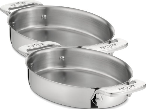 All-Clad Specialty Stainless Steel Oval Bakeware Set 2 Piece Induction Pots and Pans Silver