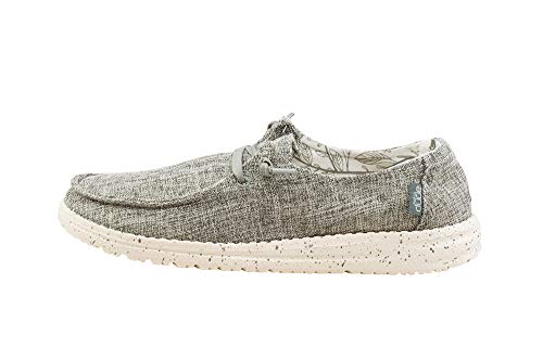 Hey Dude Women's Wendy L Linen Iron Size 10 | Women’s Shoes | Women’s Lace Up Loafers | Comfortable & Light-Weight