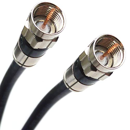 PHAT SATELLITE 100ft Black Indoor Outdoor 3 Shield Layers RG-6 Coaxial Cable Nickel/Brass Connector 75 Ohm (Satellite TV, Broadband Internet, Ham Radio, OTA HD Antenna Coax) Assembled in USA