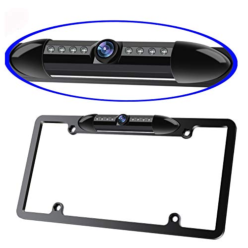 License Plate Frame Backup Camera Night Vision Car Rear View Camera with 8 Bright LEDs 170° Viewing Angle Waterproof Backup Camera Vehicle Universal Reversing Assist Security