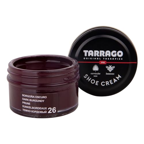 Tarrago Shoe Cream Professional Shoe Polish for Leather Boots, Shoes, Purse, Furniture Eco Friendly Leather Conditioner 1.7oz - Dark Burgundy #26