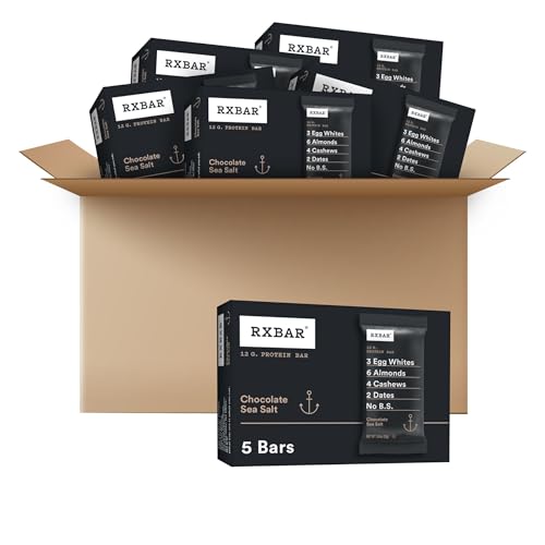 RXBAR Protein Bars, 12g Protein, Gluten Free Snacks, Chocolate Sea Salt (6 Boxes, 30 Bars)