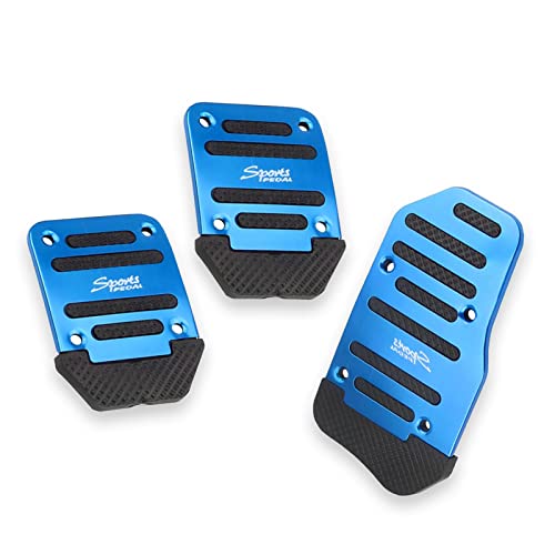 Fogfar Pack-3 Car Pedal Pads, Non-Slip Manual Transmission Brake Pad Cover, Universal Gas Fuel Petrol Clutch Foot Pedals, for Car, SUV, ATV (Blue)