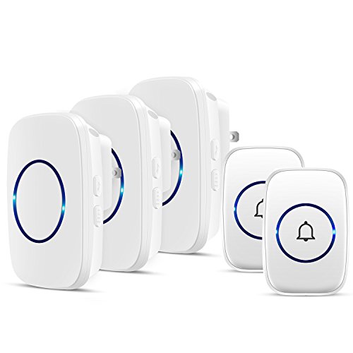 Wireless Doorbell, FullHouse Waterproof Door Bell Kit, Distinguish front and rear doors, Over 1000 feet Range and 60 Chime, 5 Levels Volume and LED Flash, for Home Office Classroom